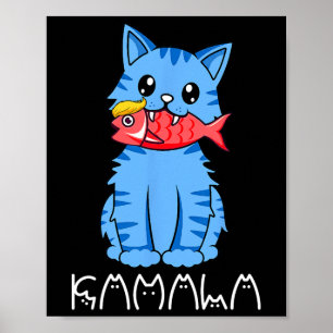 Kamala Cat Eat Fish Funny Harris Trump 2024 för mi Poster