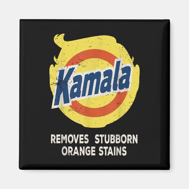 Kamala Detergent tar bort stubborn Orange Stains Magnet (Framsidan)
