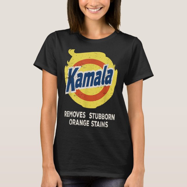 Kamala Detergent tar bort stubborn Orange Stains T Shirt (Framsida)