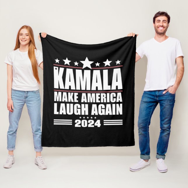 Kamala Få Amerika att skratta igen Amerikansk flag Fleecefilt (På plats)