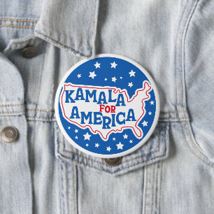 Kamala för Amerika 2024 President Patriotic Flagga Knapp