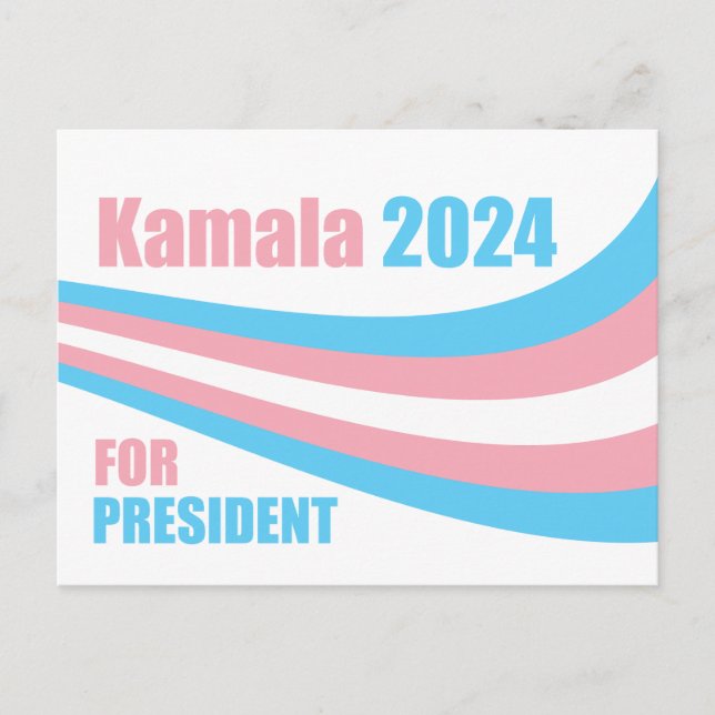 Kamala för president 2024 Transgender Flagga Vykort (Framsida)