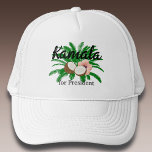Kamala för president Coconut Keps<br><div class="desc">Stå ut med denna färgstarka grafiska hatt som stöder Kamala Harris kampanj till president. Med fet svart skriptbokstäver och blommigt- och kokongrafisk accent med ett feminininefär. Ditt val av färg.</div>