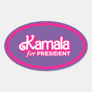 Kamala för president Rosa Stil Ovalt Klistermärke