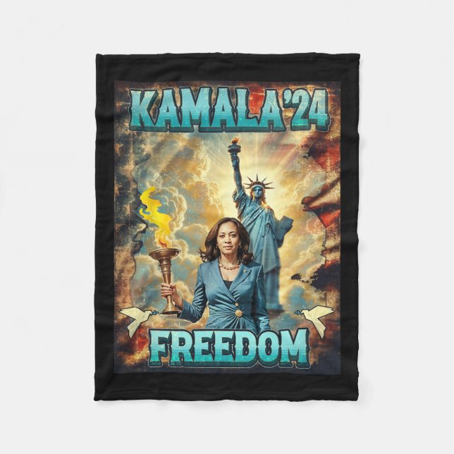 Kamala för president Slogan Statue Liberty Pro Har Fleecefilt (Framsidan)