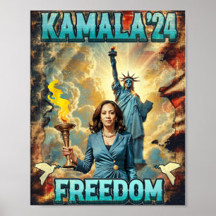Kamala för president Slogan Statue Liberty Pro Har Poster
