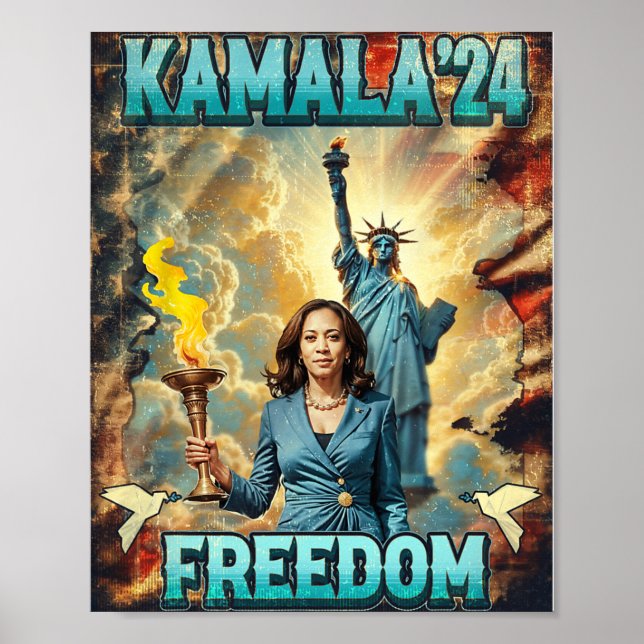 Kamala för president Slogan Statue Liberty Pro Har Poster (Framsidan)