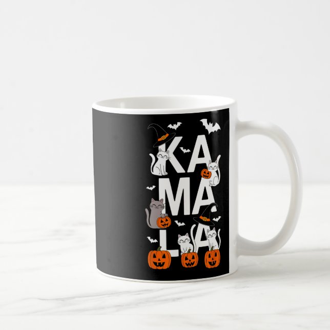 Kamala Halloween Cat Pumpkin Witch Hat Älskare Kam Kaffemugg (Höger)
