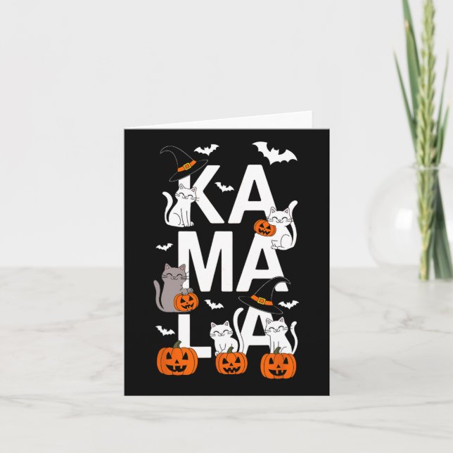 Kamala Halloween Cat Pumpkin Witch Hat Älskare Kam Kort (Framsida)