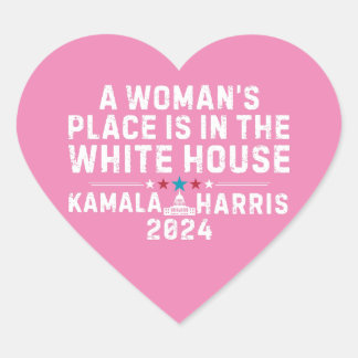 Kamala Harris 2024- A Womans Ställe ligger i Whit Hjärtformat Klistermärke