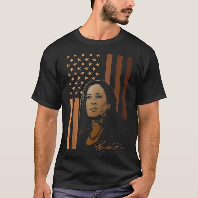 Kamala Harris 2024 Amerikansk Flagga Fru talman E T Shirt (Framsida)