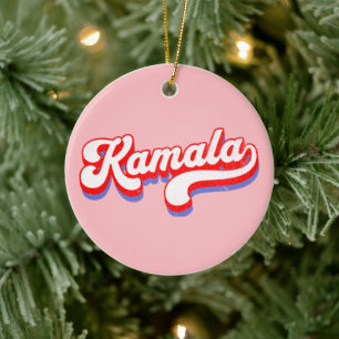 Kamala Harris 2024 Cute 2024 Val Shock rosa Julgransprydnad Keramik