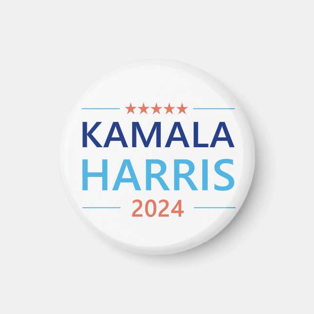 Kamala Harris 2024 för president Button Magnet (Framsidan)