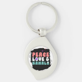 Kamala Harris 2024 för president Groovy Swirl Silverfärgad Nyckelring
