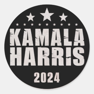 Kamala Harris 2024 För President Retroval Runt Klistermärke