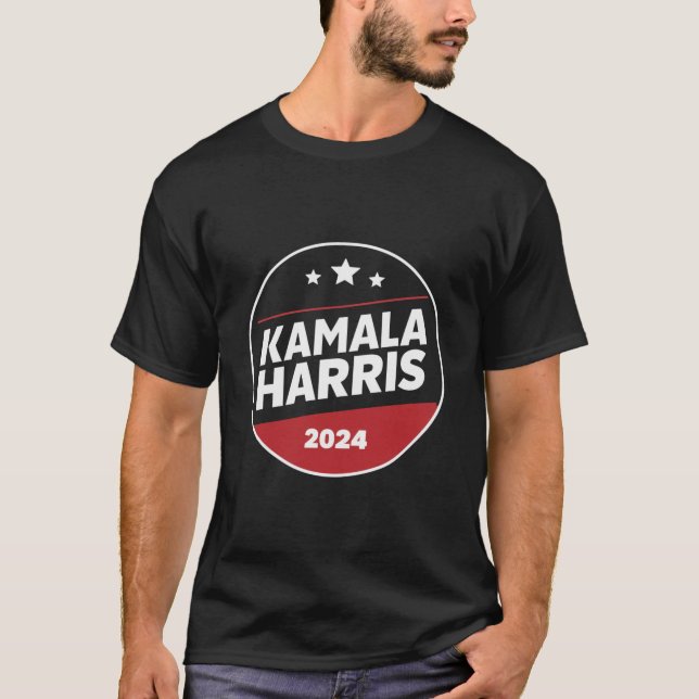 Kamala Harris 2024 För President Retroval T Shirt (Framsida)