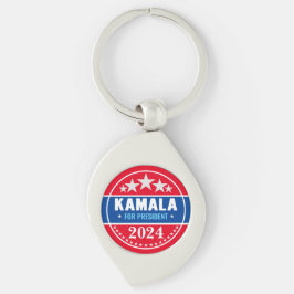 Kamala Harris 2024 för president Swirl Silverfärgad Nyckelring