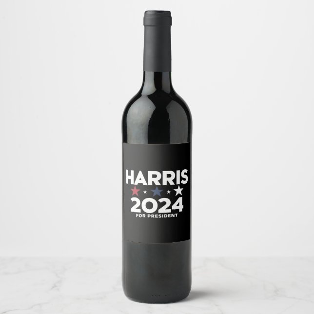 Kamala Harris 2024 För Presidentvalskampanj Vinflaska Etikett (Framsida)