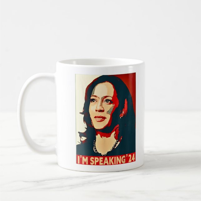Kamala Harris 2024 Funny Jag talar 24 Kaffemugg (Vänster)
