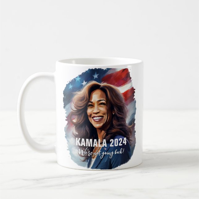 Kamala Harris 2024: Inte bakåtriktad grafik Kaffemugg (Vänster)