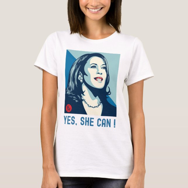 Kamala Harris 2024 Ja, SHE CAN T Shirt (Framsida)