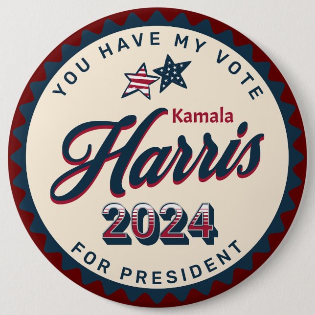 Kamala Harris 2024 | Jag har min röststorlek Knapp (Framsida)