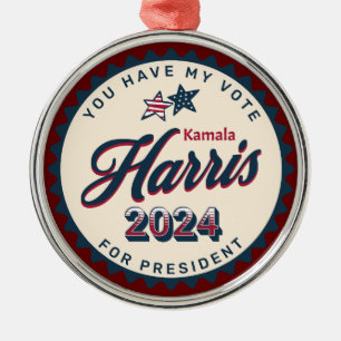 Kamala Harris 2024 Jag har röstat Julgransprydnad Metall
