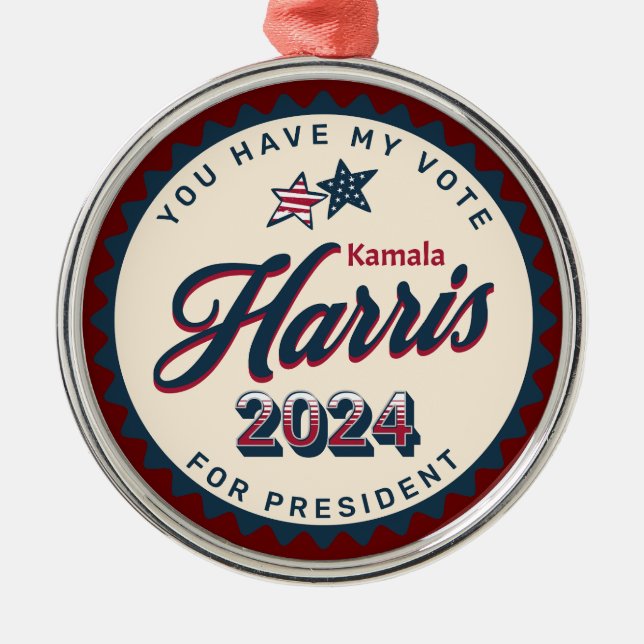 Kamala Harris 2024 | Jag har röstat Julgransprydnad Metall (Framsidan)