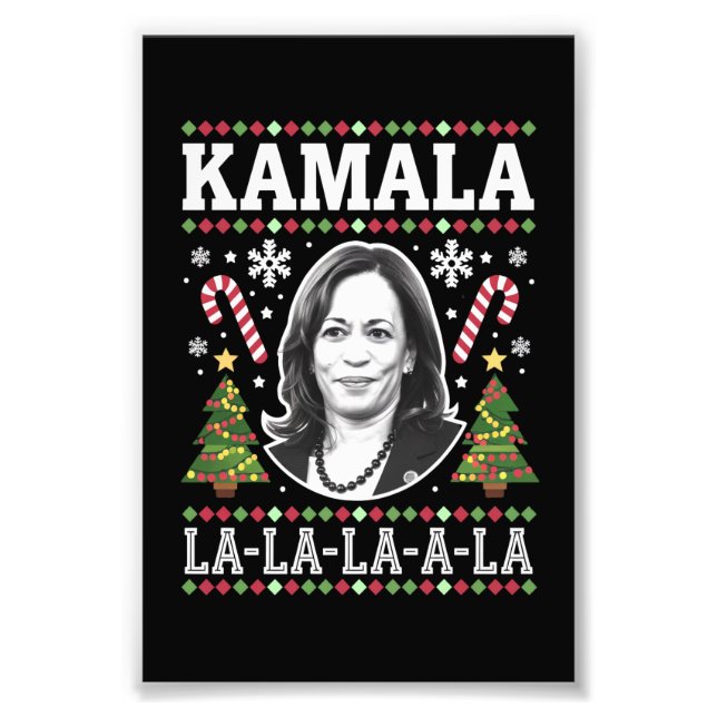 Kamala Harris 2024 Jul Comma La Xmas Fototryck (Framsidan)