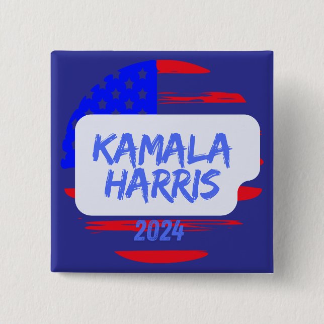 Kamala Harris 2024. Kvadratisk Knapp (Framsida)