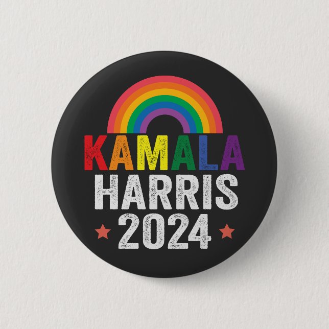 Kamala Harris 2024 Lgbtq Valtalman Knapp (Framsida)