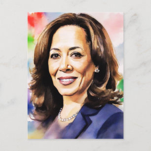Kamala Harris 2024 min president är en svart och k Vykort
