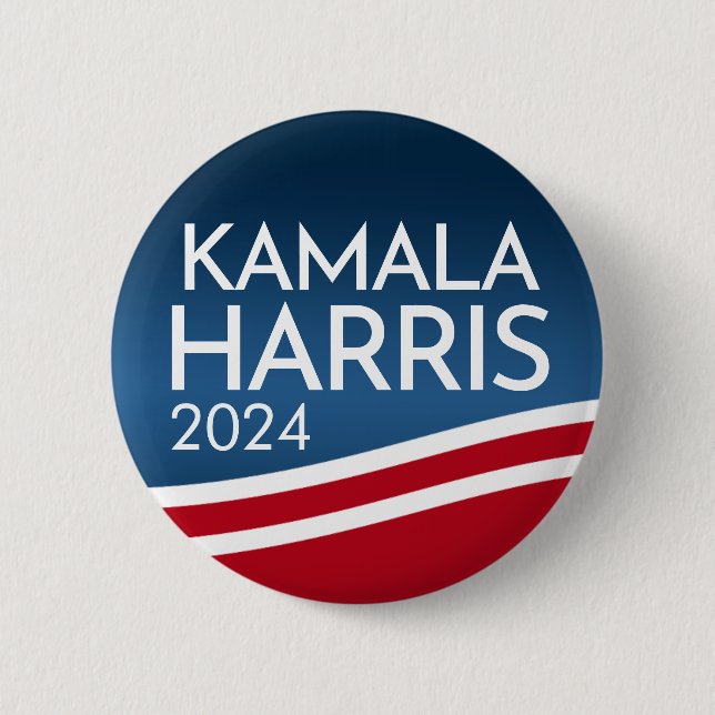Kamala Harris 2024 - Modern Wave Design Button Knapp (Framsida)