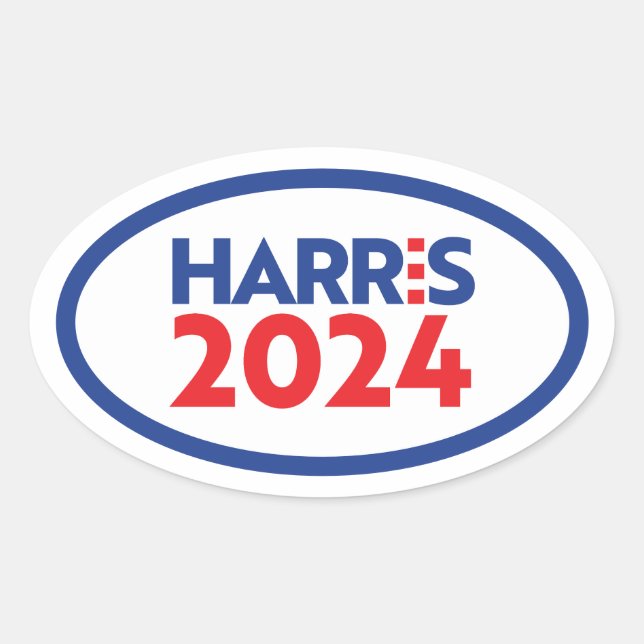 Kamala Harris 2024 Ovalt Klistermärke (Framsida)