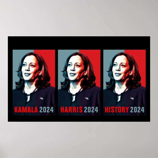 Kamala Harris 2024 Pop Art Triptych History Poster (Framsidan)