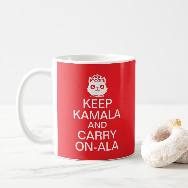 Kamala Harris 2024 President Behålla Lugn Carry On Kaffemugg (Med munk)