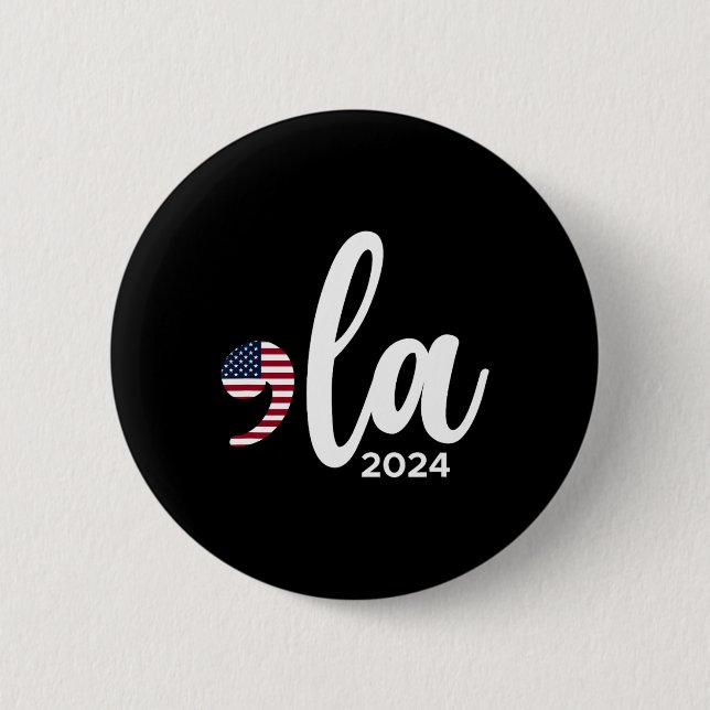 Kamala Harris 2024 President Comma La Funny Knapp (Framsida)