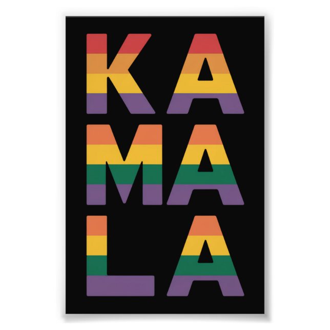 Kamala Harris 2024 Rainbow Flagga HBT T Fototryck (Framsidan)