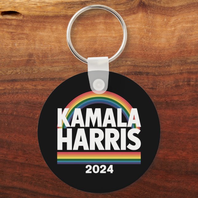 Kamala Harris 2024 Regnbåge Gay pride HBT-val Nyckelring (Framsida)