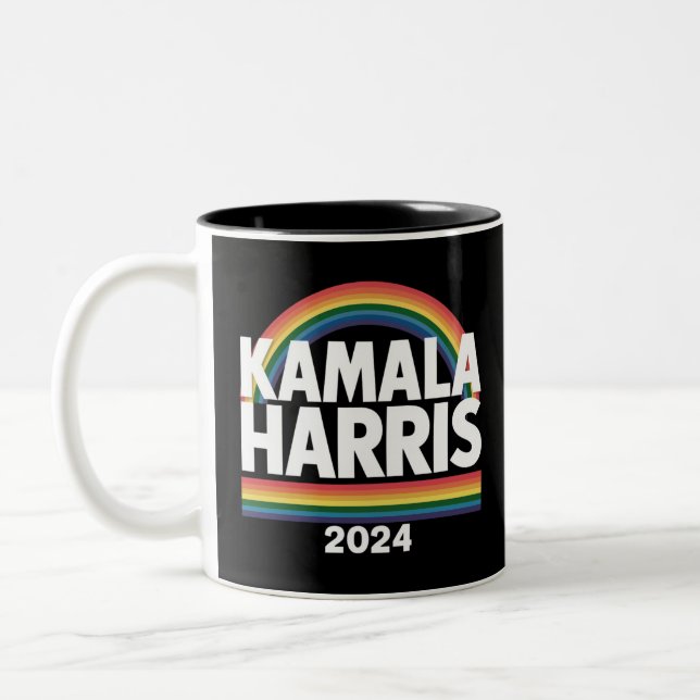 Kamala Harris 2024 Regnbåge Gay pride HBT-val Två-Tonad Mugg (Vänster)
