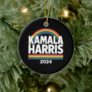 Kamala Harris 2024 regnbåge HBTQ Pride val Julgransprydnad Keramik