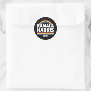 Kamala Harris 2024 regnbåge HBTQ Pride val Runt Klistermärke