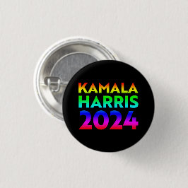 Kamala Harris 2024 regnbåge, pride svart Knapp