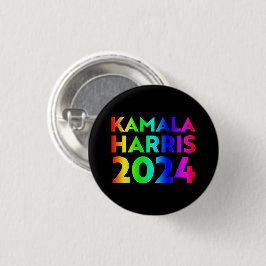 Kamala Harris 2024 regnbåge, svart Knapp