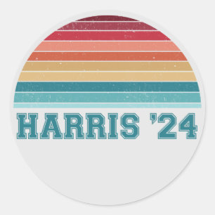 Kamala Harris 2024 Retro Solnedgång Vintage Runt Klistermärke