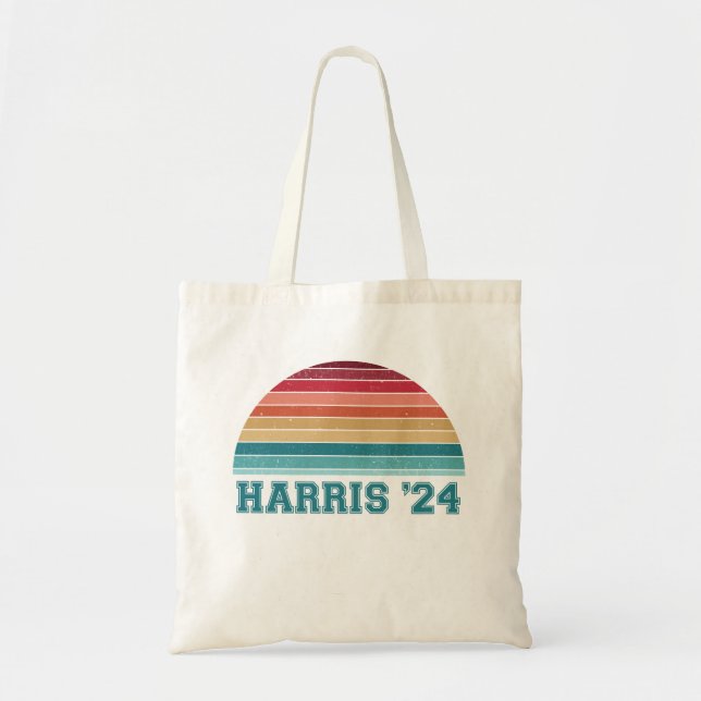 Kamala Harris 2024 Retro Solnedgång Vintage Tygkasse (Framsidan)