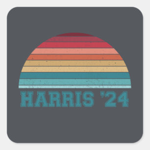 Kamala Harris 2024 Retro Sunset Vintage Fyrkantigt Klistermärke