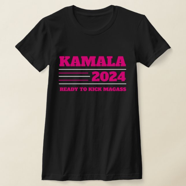Kamala Harris 2024 Rosa and White T Shirt (Laydown)