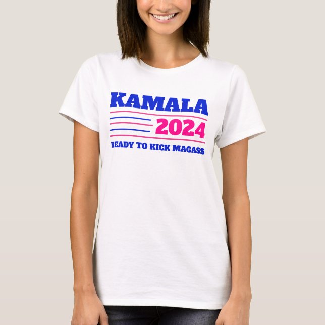 Kamala Harris 2024 Rosa och Blue T Shirt (Framsida)