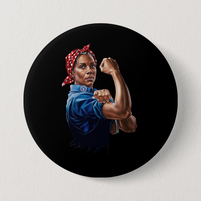 Kamala Harris 2024 Rosie The Riveter Barnlös Katt Knapp (Framsida)